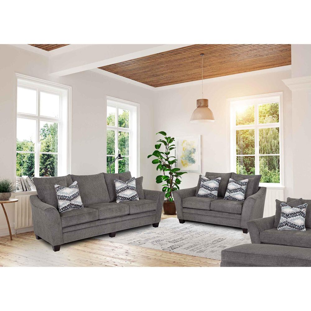 Moore Furniture Eastbrook Stationary Sofa and Loveseat Set in Shasta Charcoal, , large