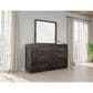 Fallridge Mezquite Solid Wood 6 Drawer Dresser and Mirror in Black natural Grain, , large