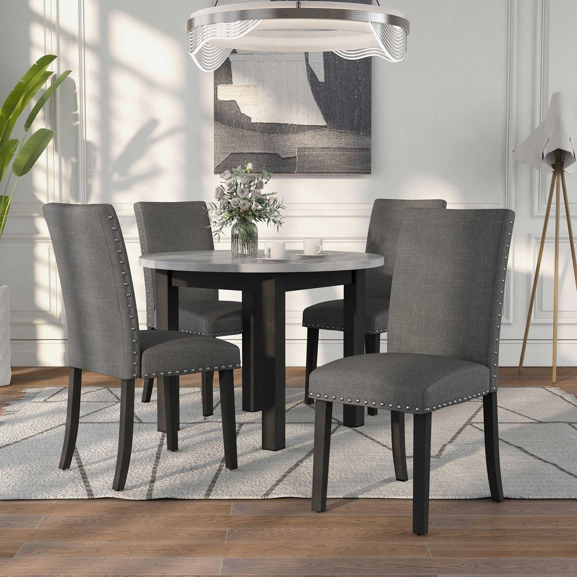 Furniture of America Buddy 5 Piece Dining Set in Gray and Black NFM