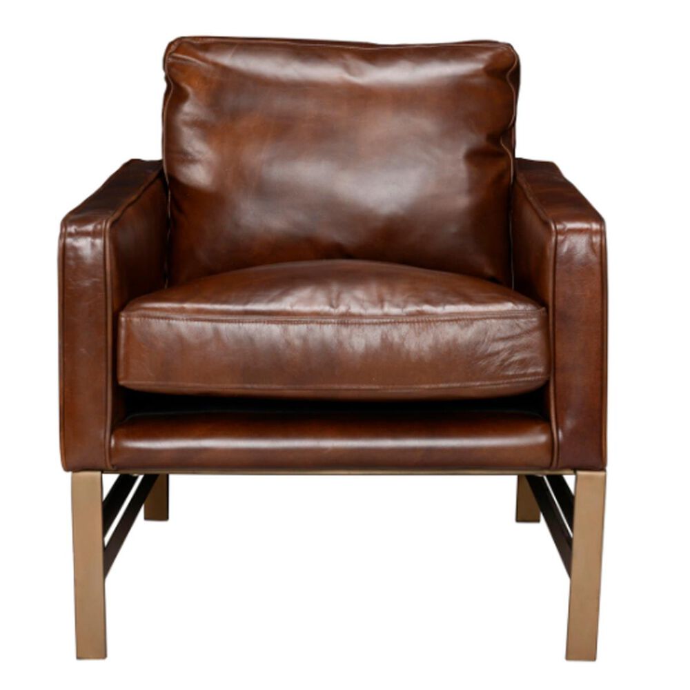 Classic Home Chazzie Leather Club Chair in Dusty Brown Leather Shop NFM
