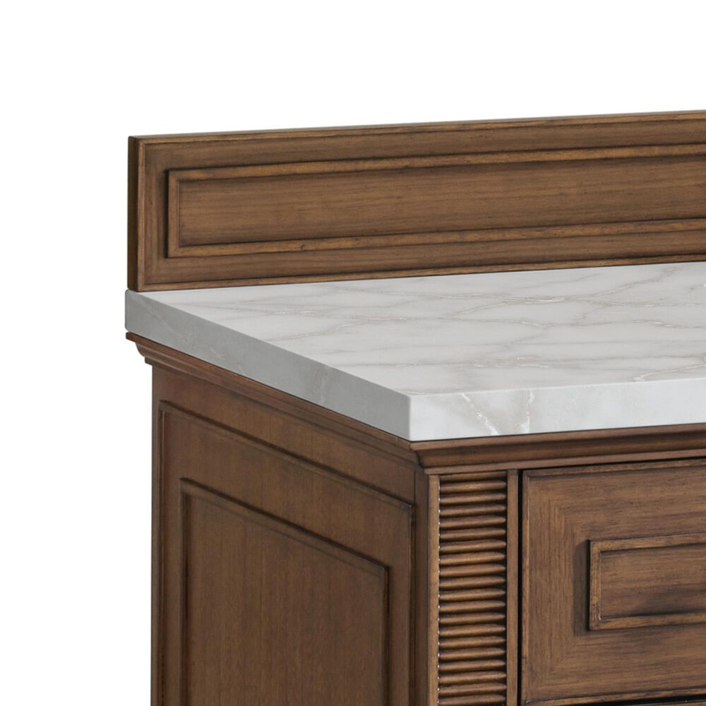 James Martin Vanities Lorelai 48" Single Bathroom Vanity in Mid-Century Walnut with 3 cm Eternal Jasmine Pearl Silestone Top, Rectangular Sink and FreePower Wireless Charger, , large