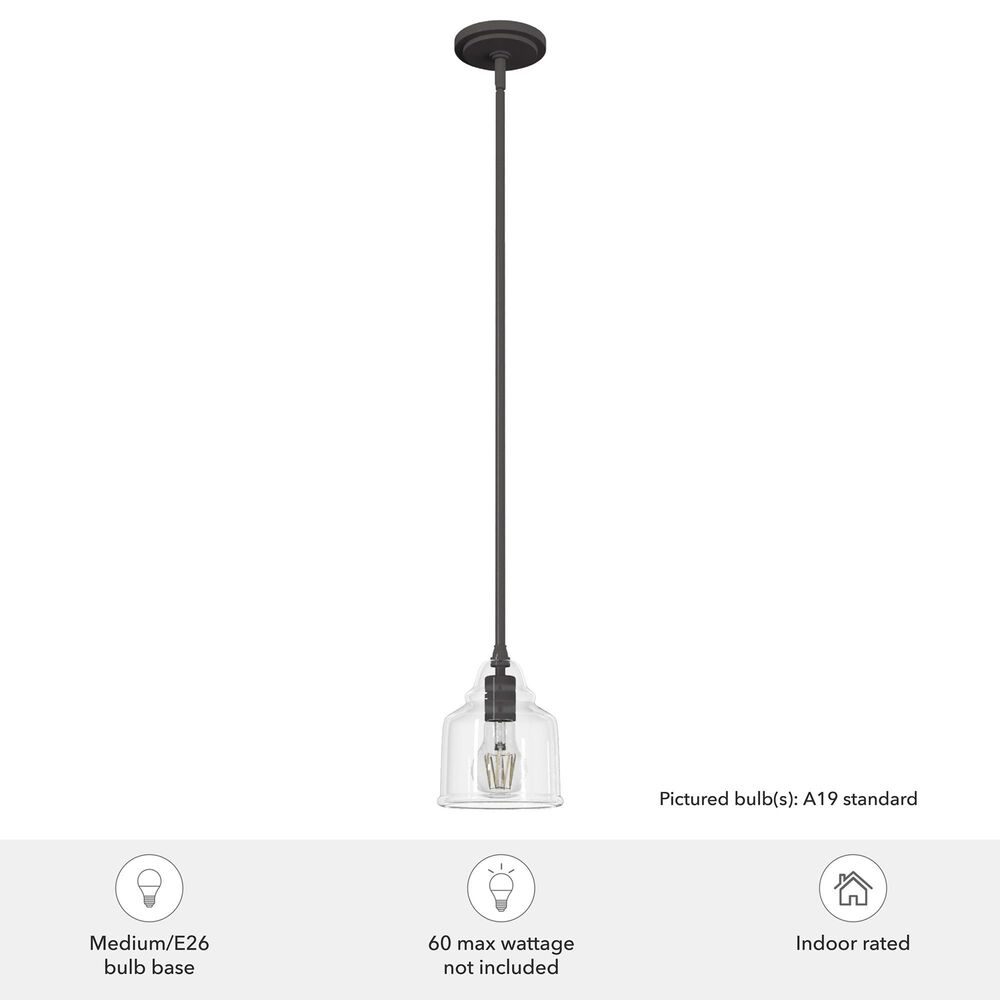 Hunter Dunshire 6&quot; 1-Light Mini Pendant with Clear Shade in Noble Bronze, , large
