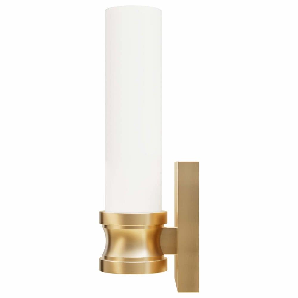 Hunter Lenlock 1-Light Wall Sconce with Cased White Shade in Alturas Gold, , large
