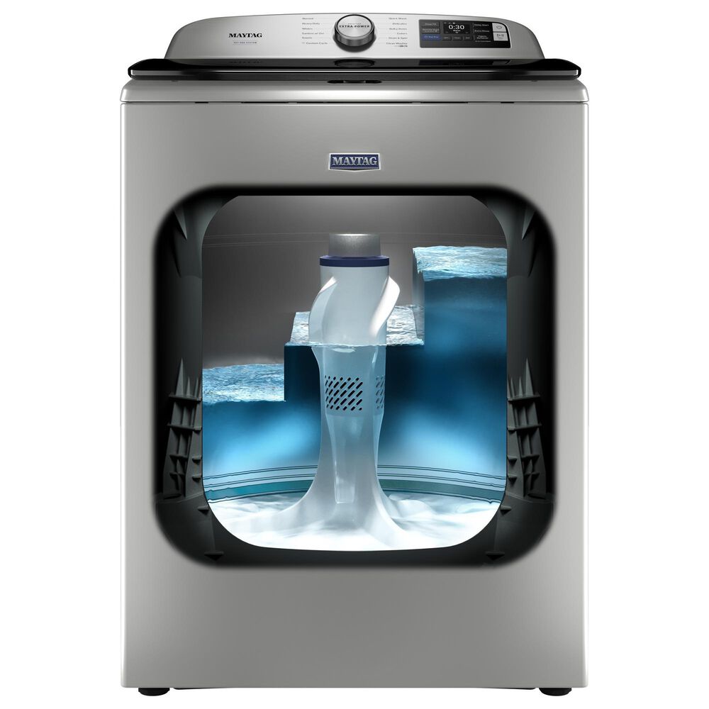 Maytag 5.2 Cu. Ft. Smart Pet Pro Top Load Washer and 7.4 Cu. Ft. Smart Top Load Electric Dryer with Pet Pro Option in Classic Silver, , large
