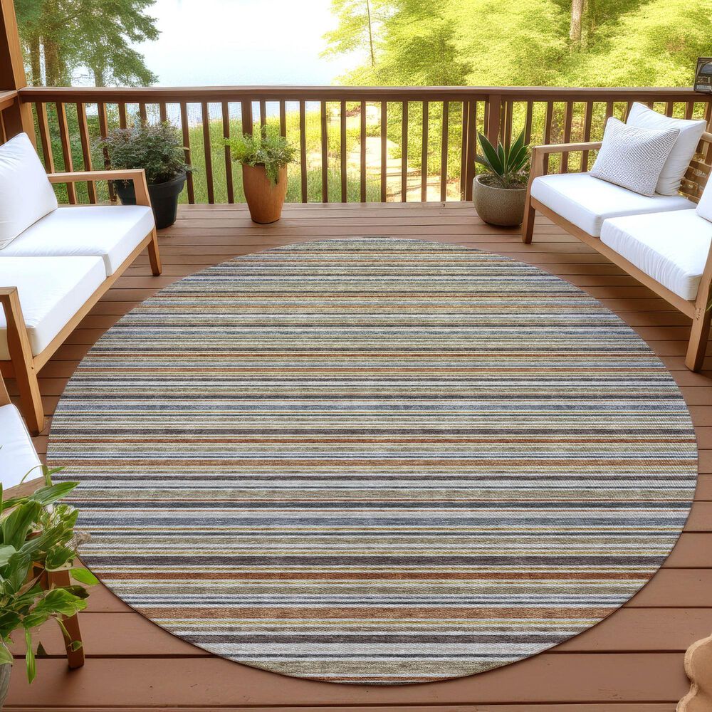 Dalyn Rug Company Soft Essentials Striped Earth 8' Round Indoor/Outdoor Area Rug, , large