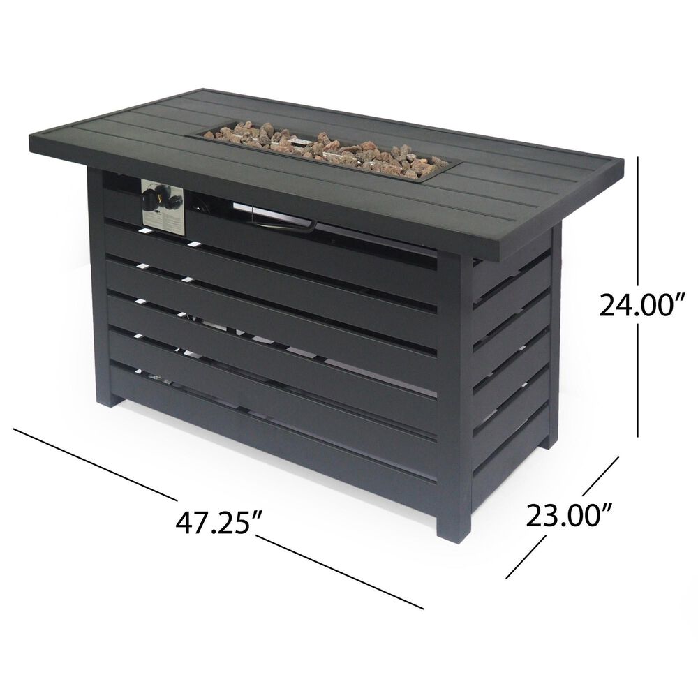 Hearth and Haven Rectangular Iron Fire Pit with Tank Cover Inside in Black, , large