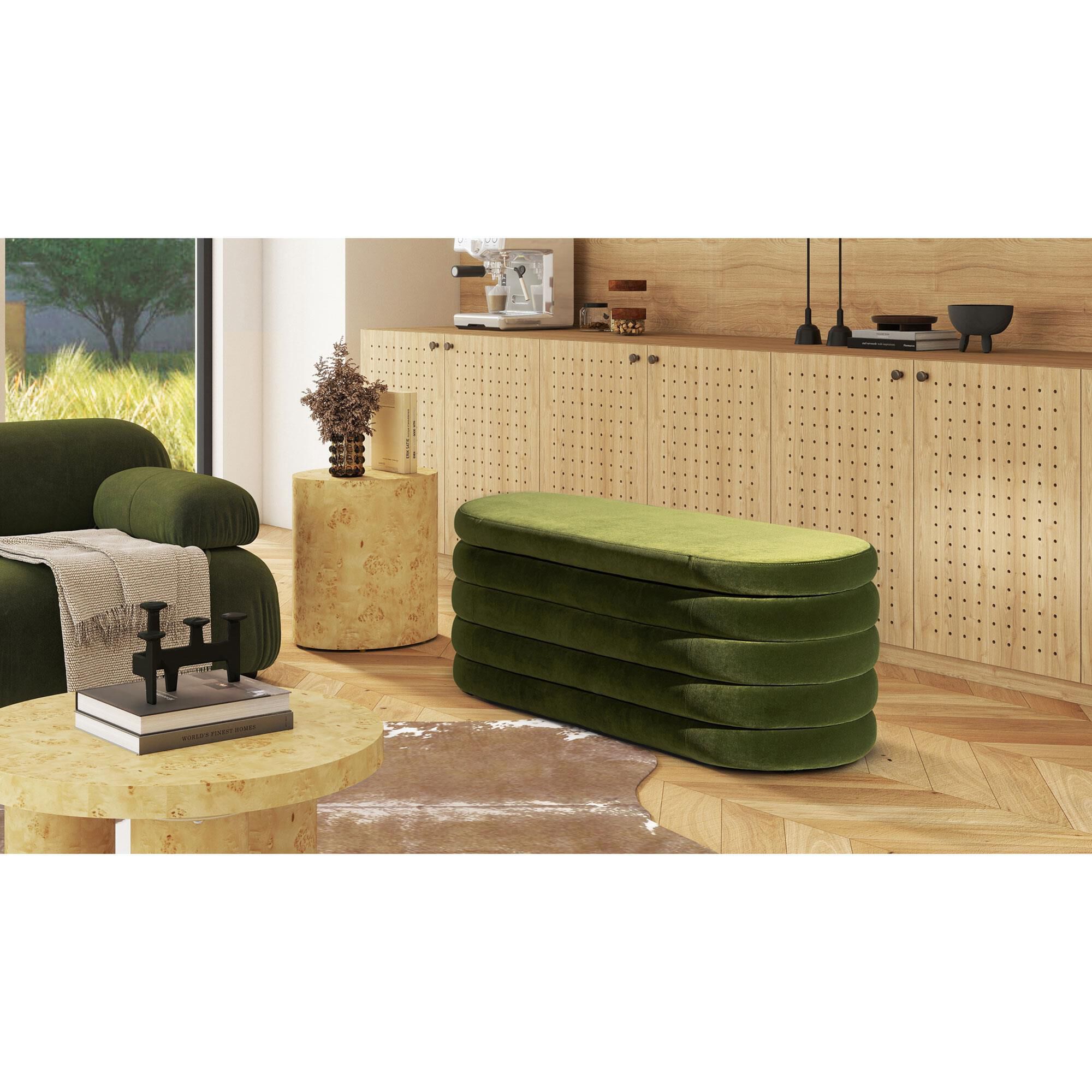 Jennifer Taylor Home Fuji Storage Bench in Olive Green