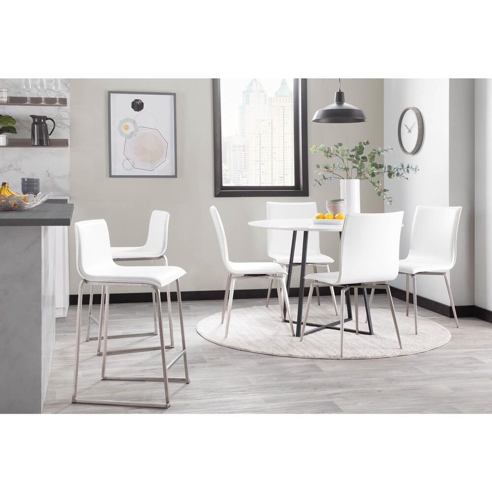 Lumisource Mara Counter Stool with White Cushion in Stainless Steel &#40;Set of 2&#41;, , large