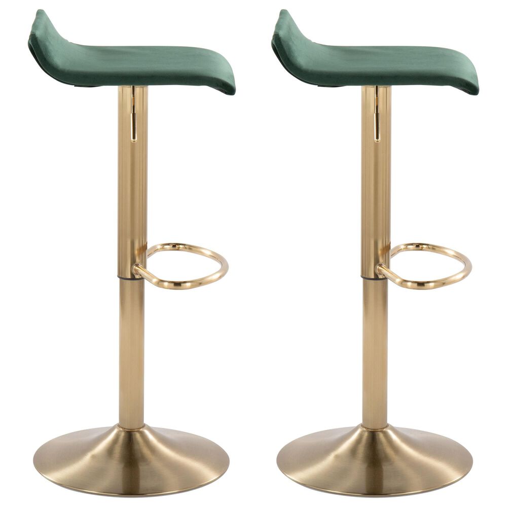 Lumisource Ale Adjustable Swivel Barstool in Green &#40;Set of 2&#41;, , large