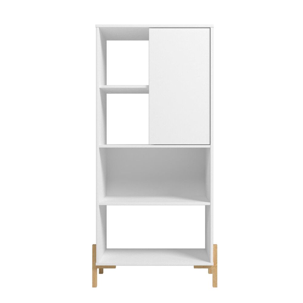 Dayton Bowery 5-Shelf Bookcase in White/Oak, , large
