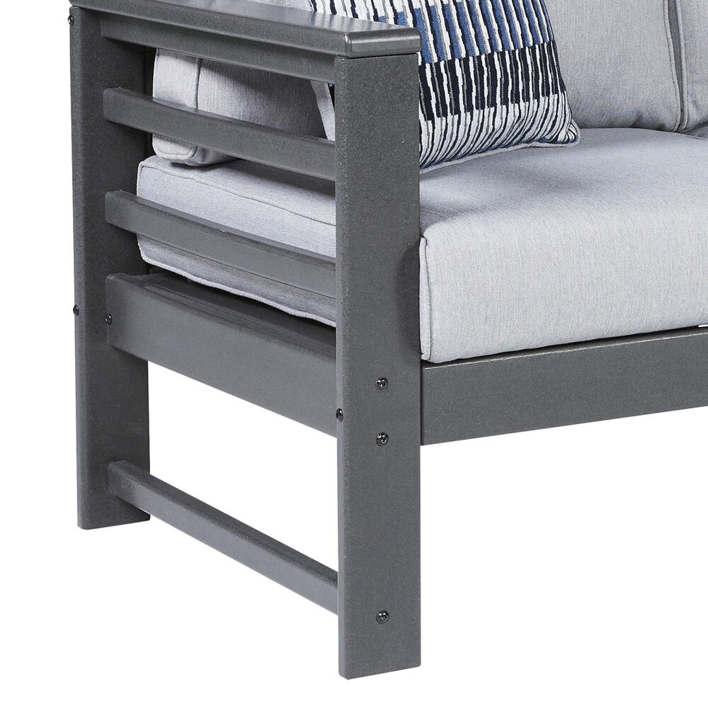 Ashley Amora Stationary Patio Sofa with Cushion in Light Gray, , large