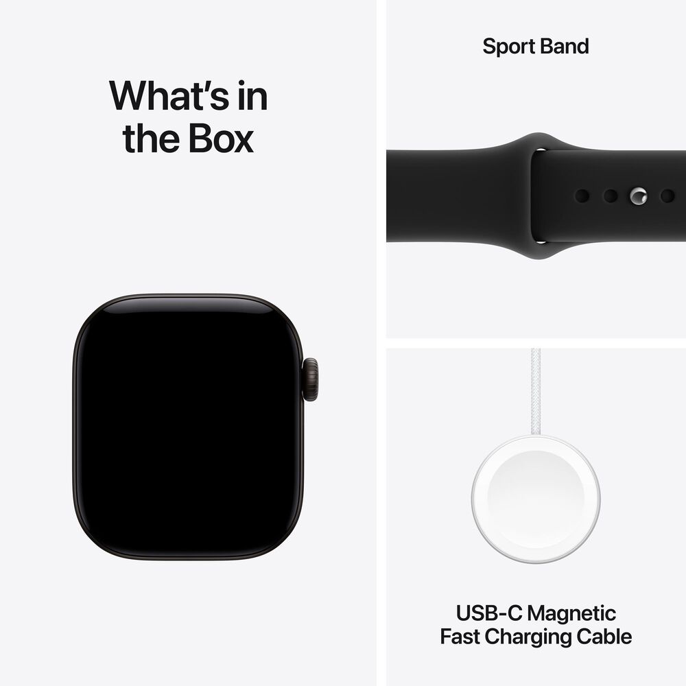Apple Watch Series 12 (GPS) 42mm Black Aluminum Case with Black Sport Band - M/L, , large