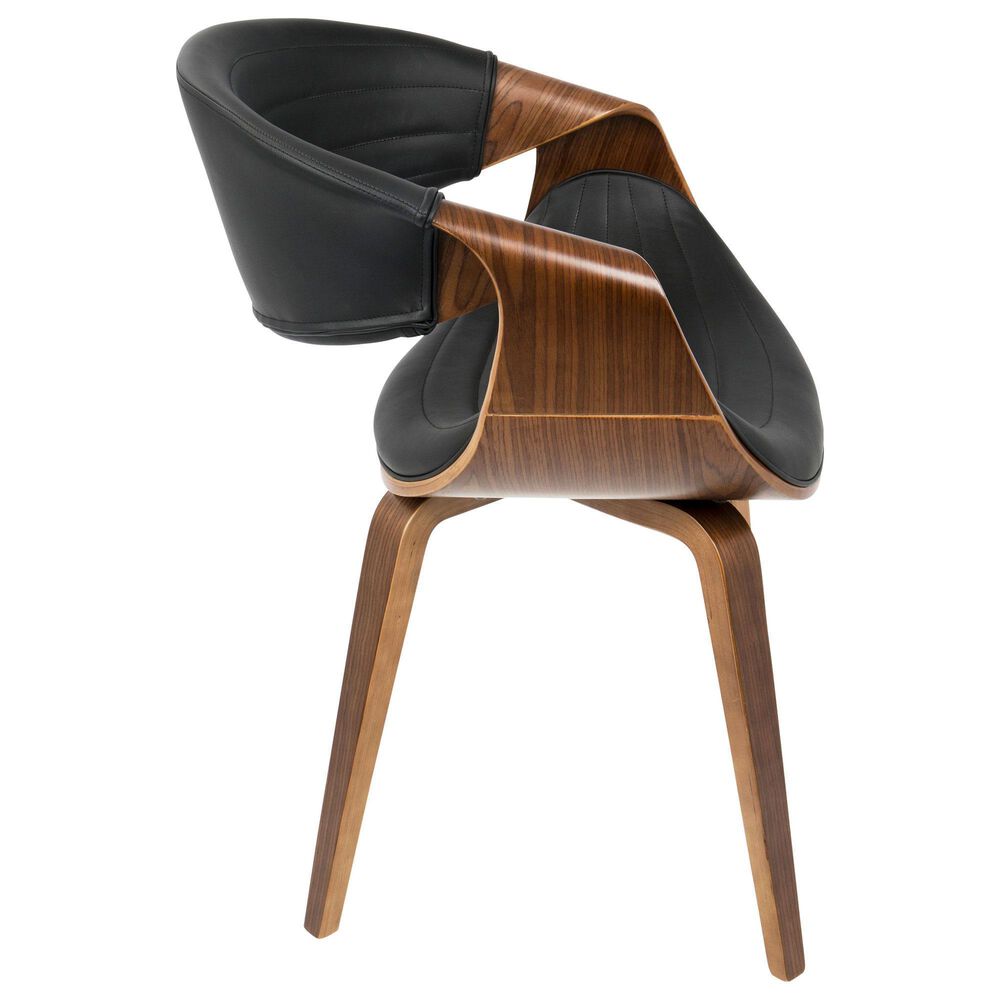 Lumisource Curvo Dining Chair in Black Faux Leather and Walnut Finish, , large