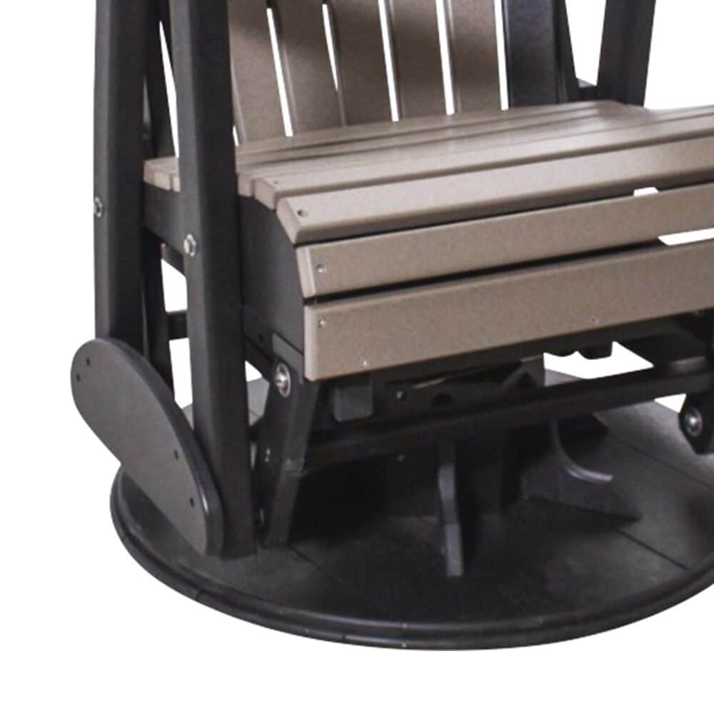 Amish Orchard 2&#39; Adirondack Outdoor Swivel Glider Chair in Weatherwood and Black, , large
