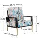 Hearth and Haven Floral Velvet Lounge Arm Chair with Gold Metal Legs in Blue, , large