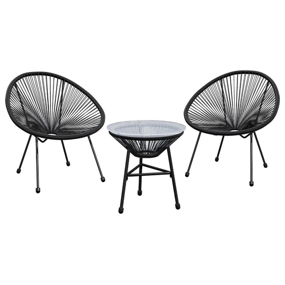 Hearth and Haven Acapulco 3-Piece Outdoor Bistro Set in Black, , large