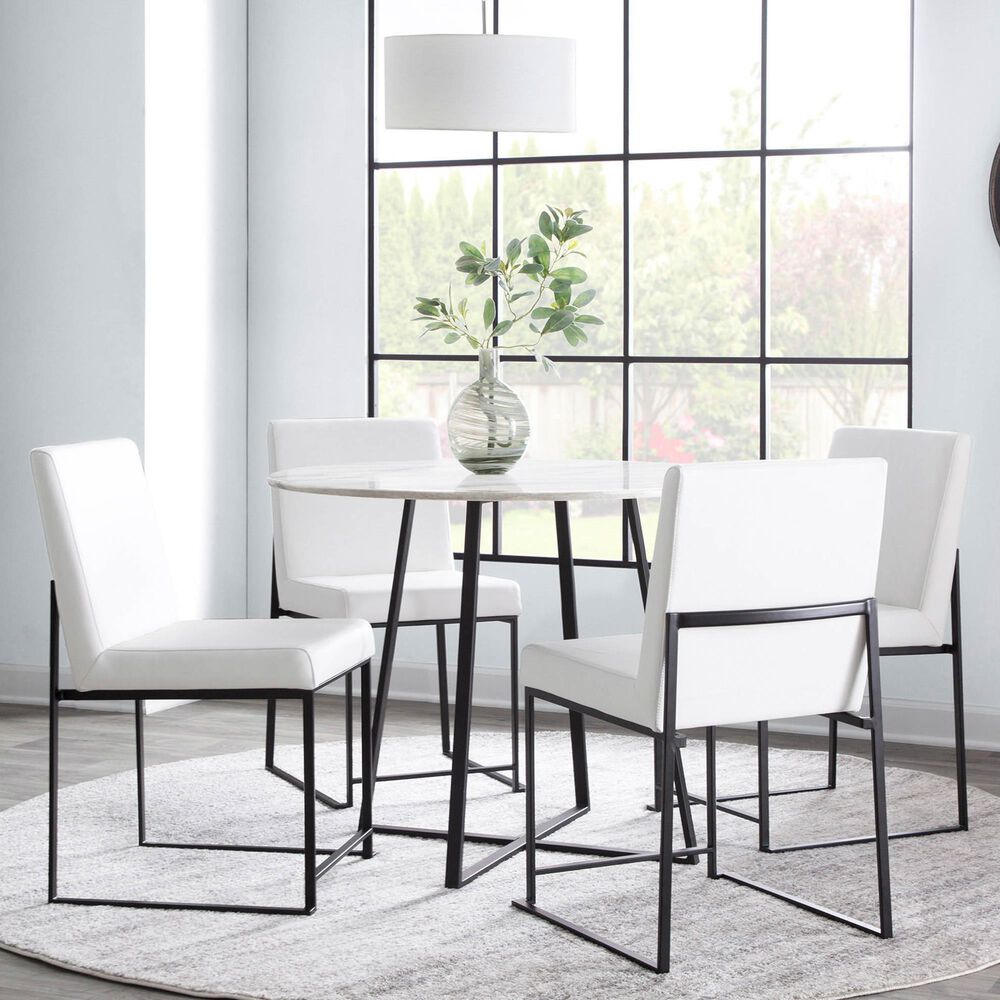 Lumisource Fuji Dining Chair with White Faux Leather Cushion in Black &#40;Set of 2&#41;, , large