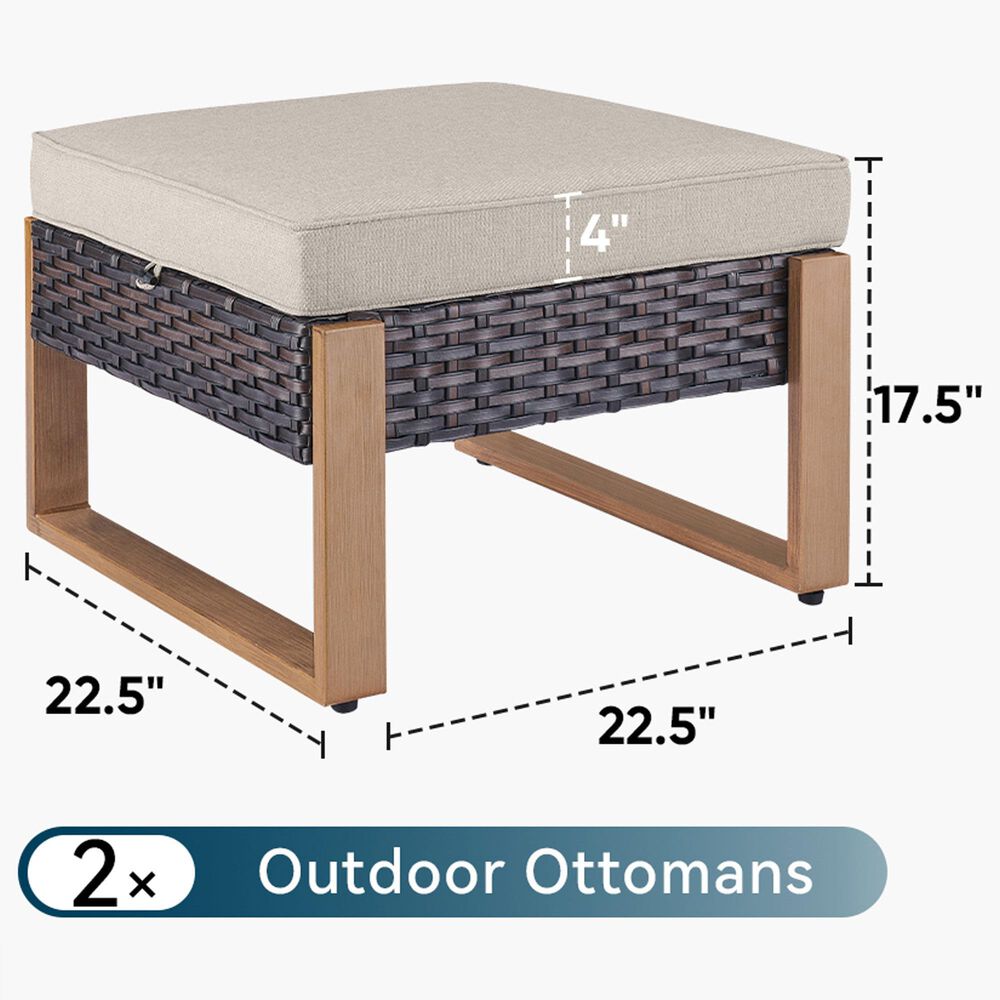 Sunwell Garden Patio Ottoman in Beige (Set of 2), , large