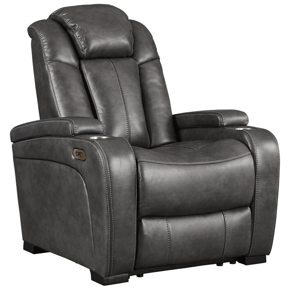 Signature Design by Ashley Turbulance Power Recliner with Adjustable Headrest in Quarry, , large