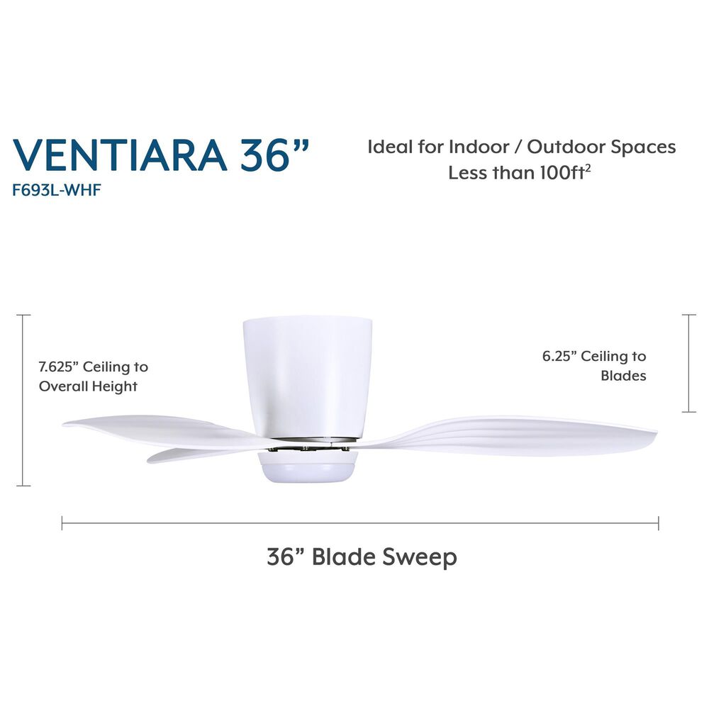 Minka-Aire Ventiara 36" LED Flush Mount Indoor/Outdoor Ceiling Fan in Flat White, , large
