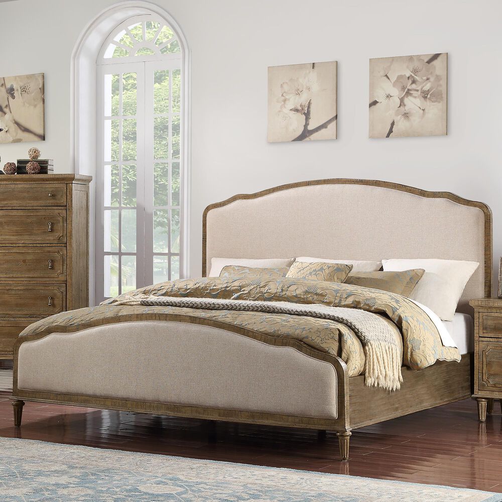 Golden Wave Furniture Interlude Queen Upholstered Bed in Sandstone Buff, , large