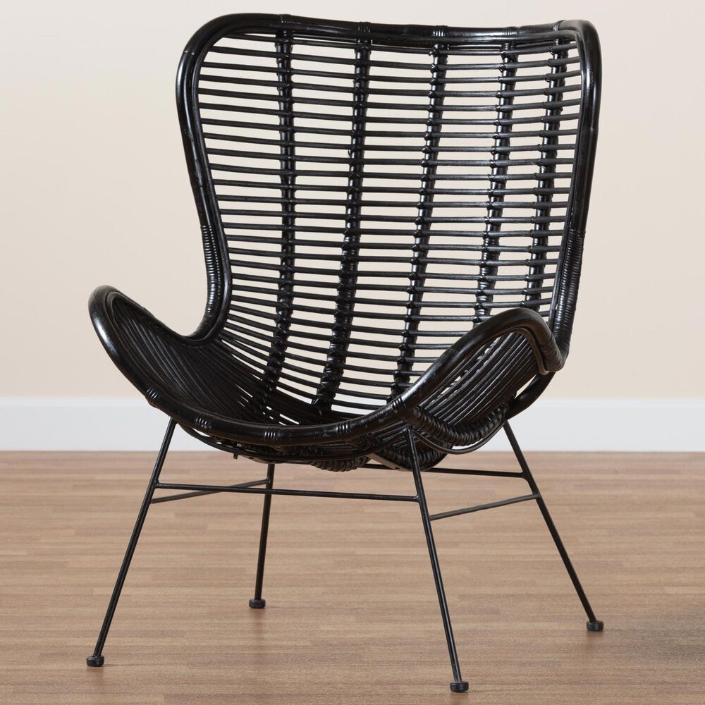 Baxton Studio Colorado Rattan Accent Chair in Black, , large