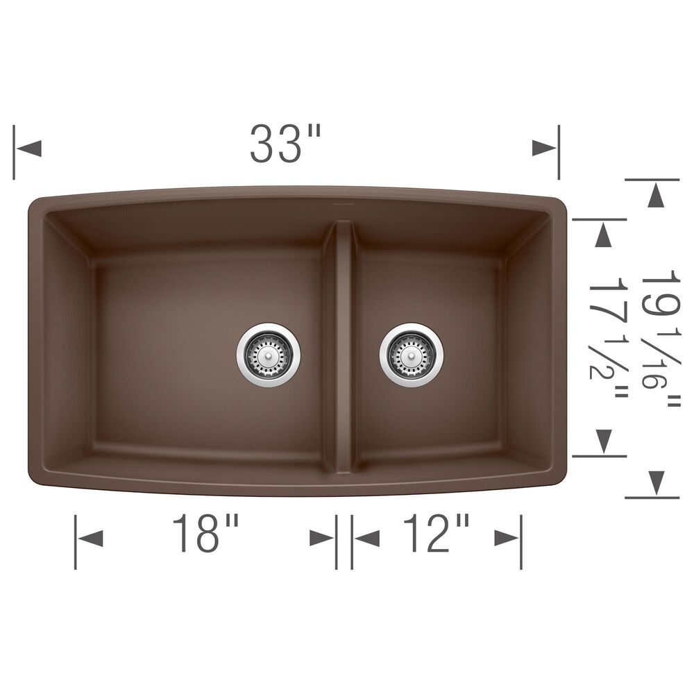 Blanco Performa 60/40 Double Bowl Kitchen Sink with Low Divide in Cafe, , large