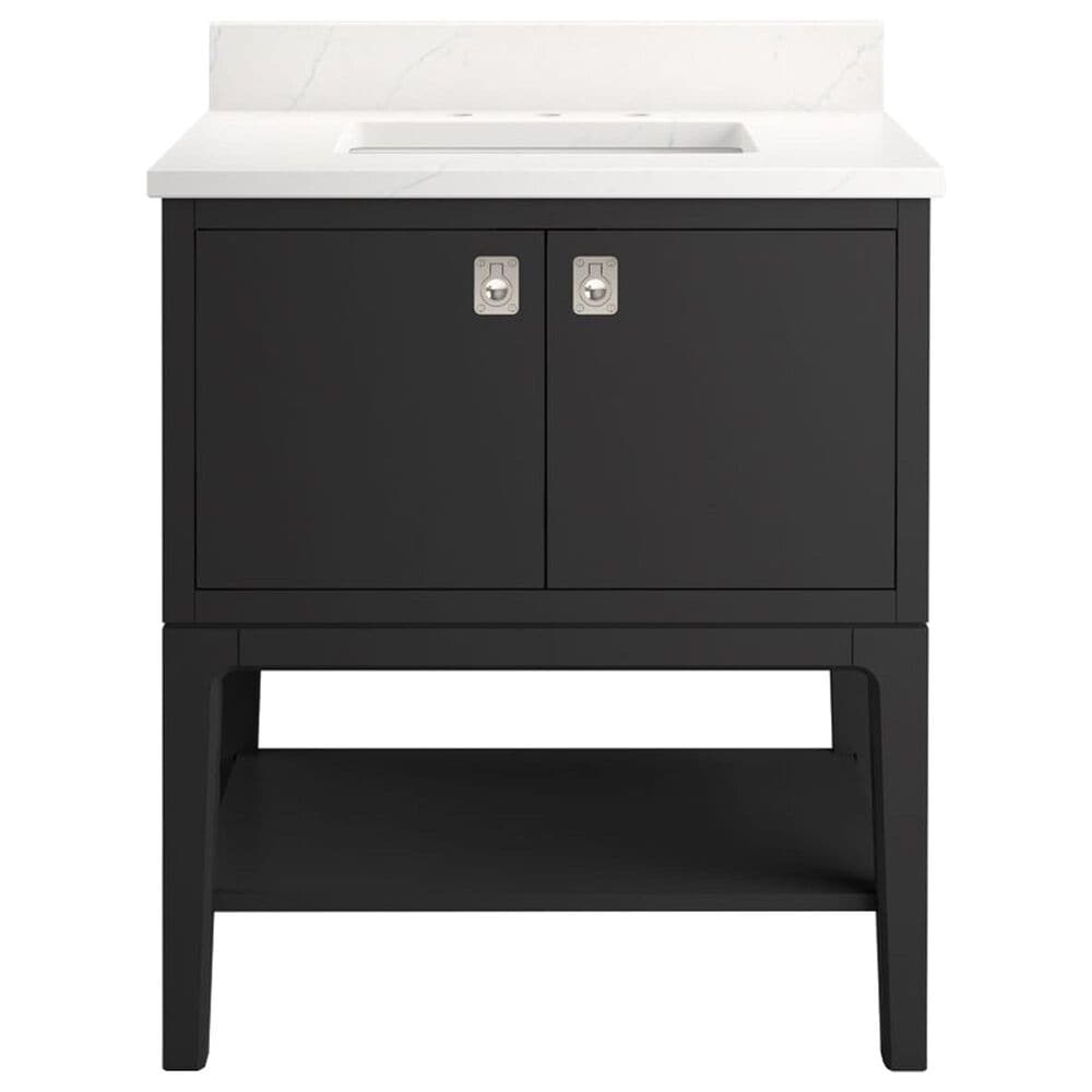 Kohler Seagrove 30" Single Bathroom Vanity in Ferrous Grey with 3 cm White Quartz Top and Rectangular Sink, , large