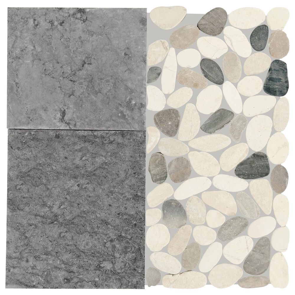 Dal-Tile Pebble Oasis Coal 12&quot; x 12&quot; Art Deco Natural Stone Mosaic Sheet, , large