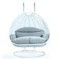 Leisuremod 2-Seat Hanging Egg Swing Chair with Light Grey Cushion in White, , large