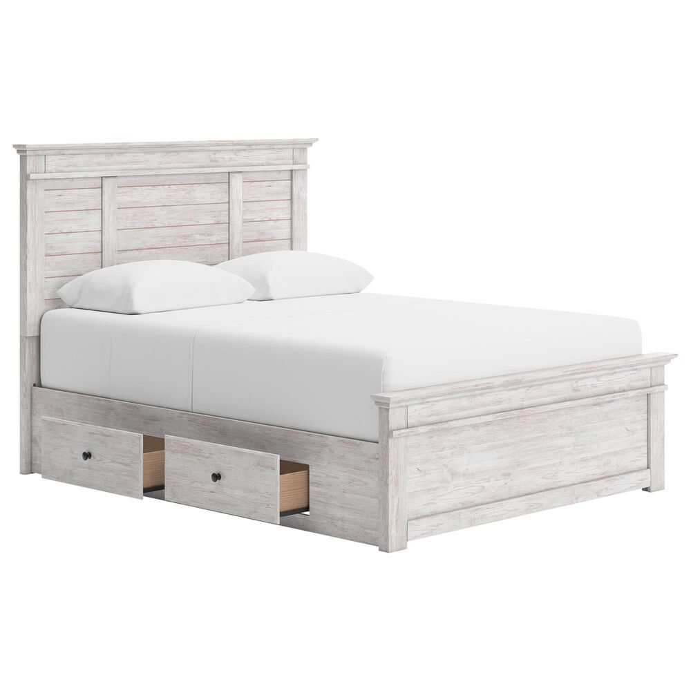 Ashley Makidern Queen Storage Bed with Four Drawers in Whitewash, , large
