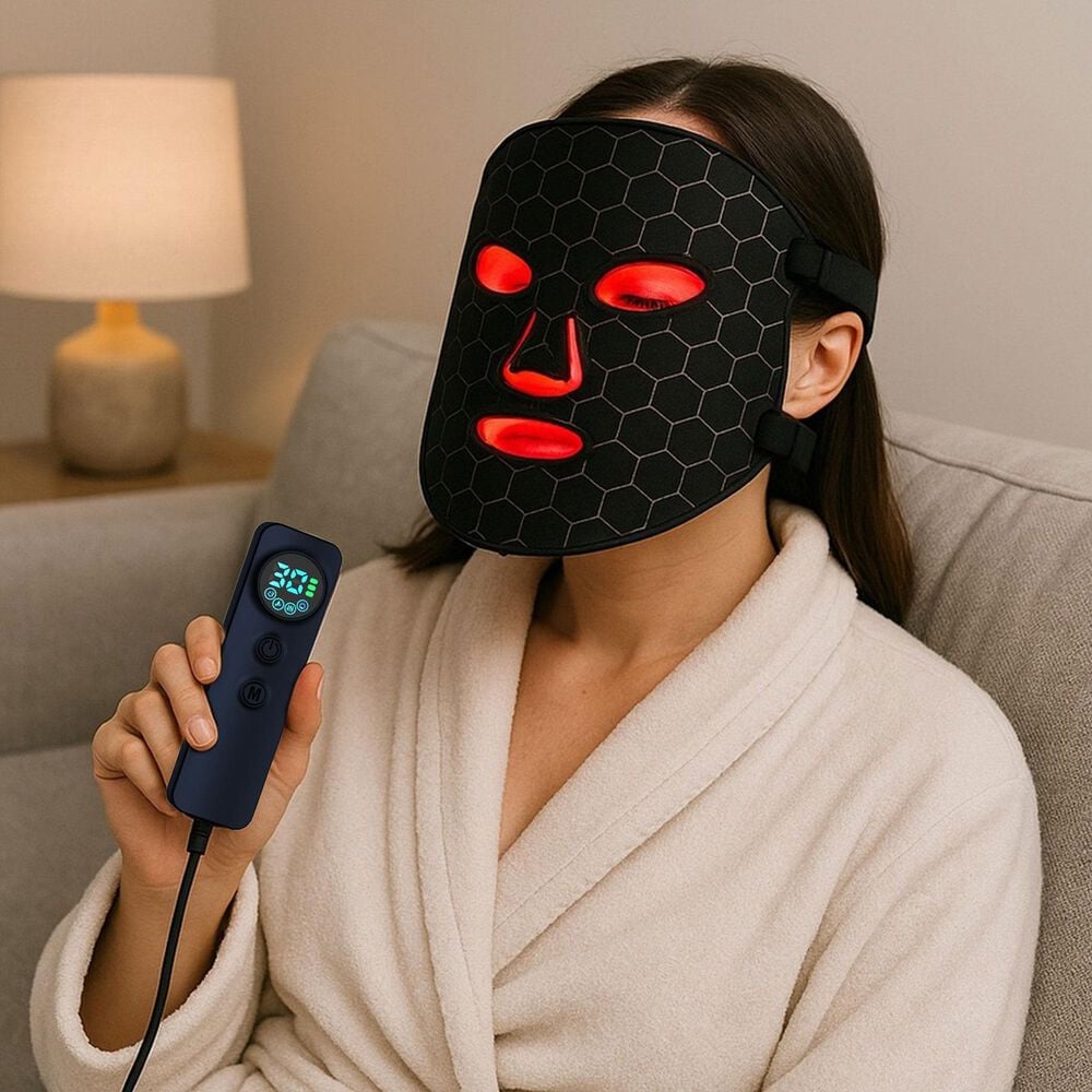 EZlife Red Light Therapy Mask with Vibration in Black, , large