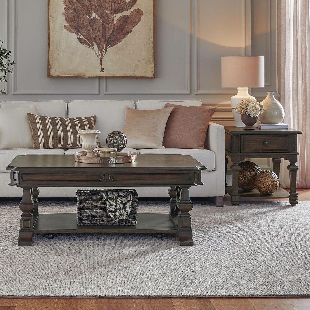 Belle Furnishings Provence Park 1-Drawer End Table in Chateau Brown, , large