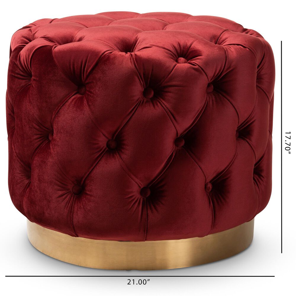 Baxton Studio Valeria Ottoman in Burgundy, , large