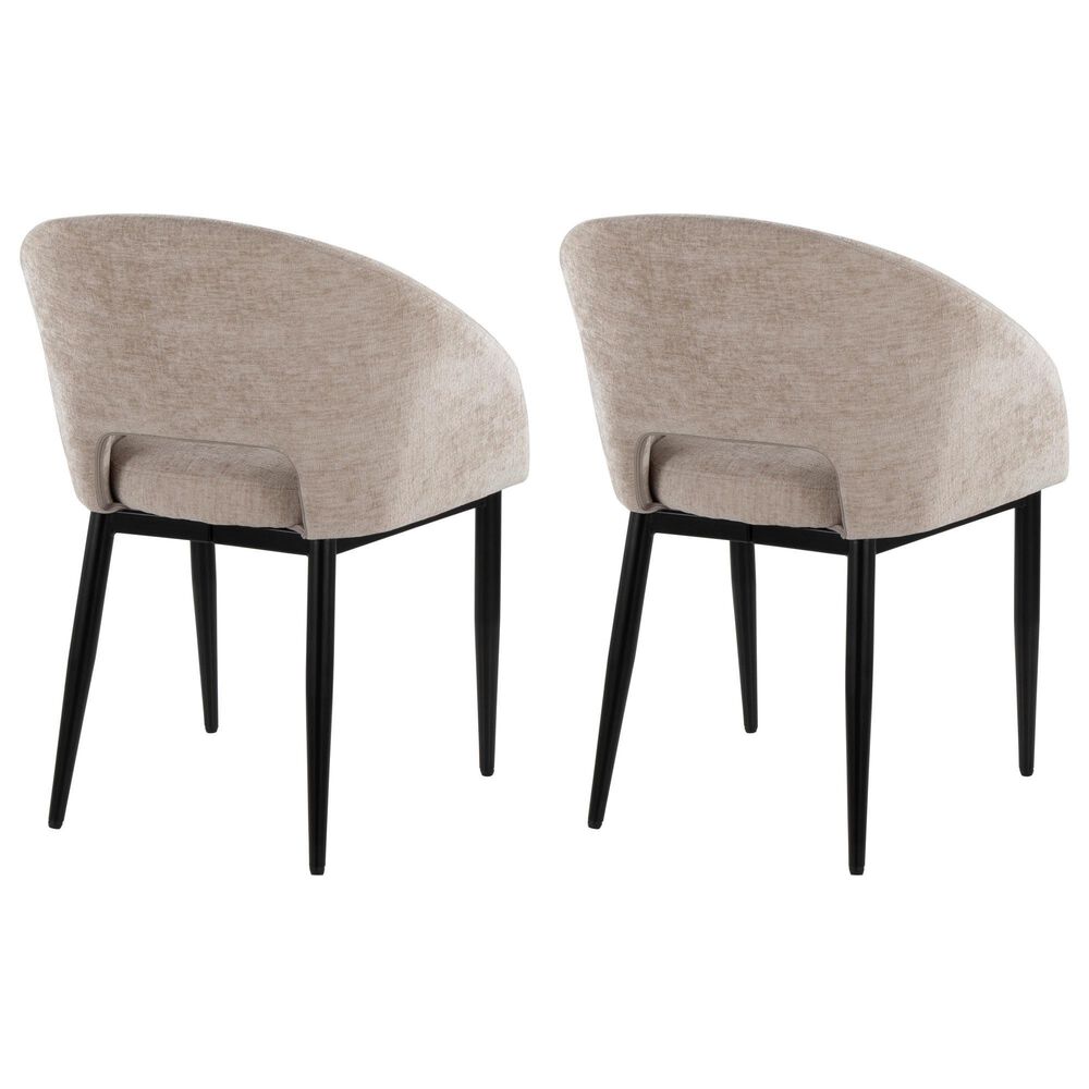 LumiSource Renee Arm Chair with Light Brown Fabric Cushion in Black (Set of 2), , large