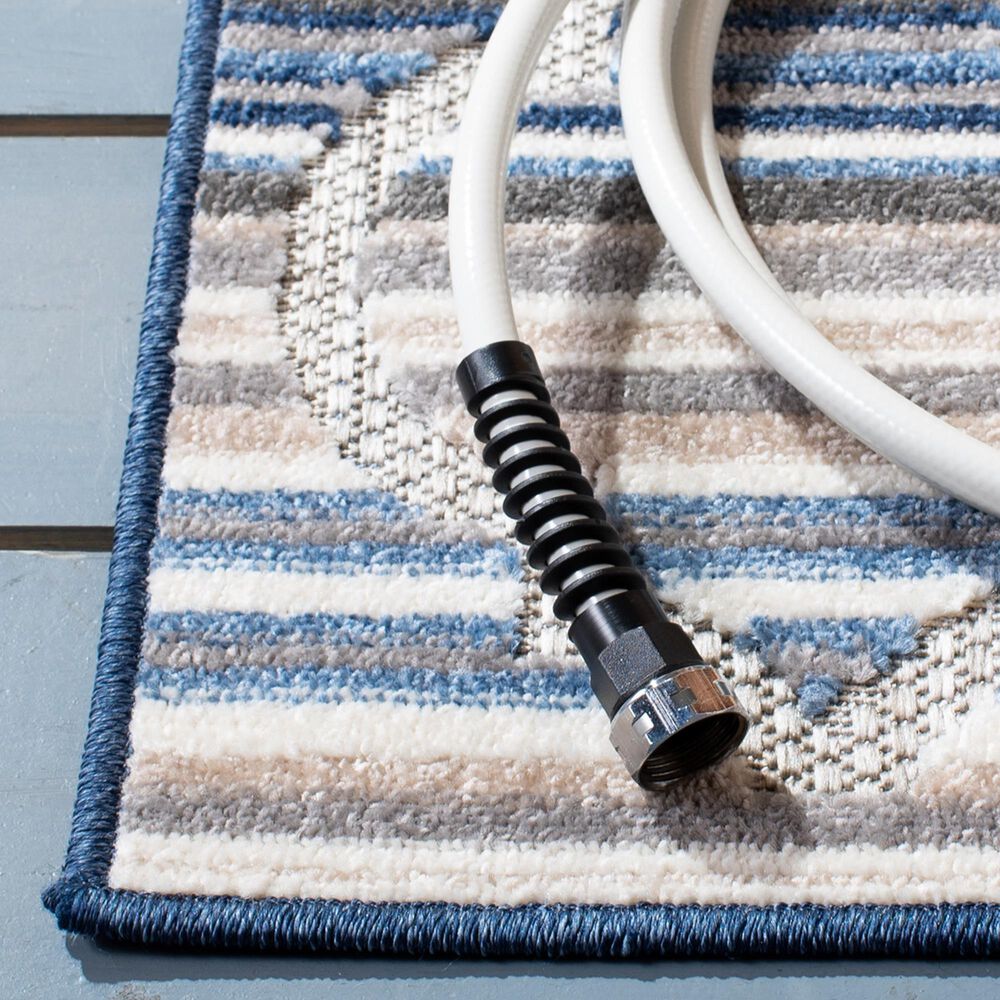 Safavieh Cabana CBN333M 5&#39;3&quot; Square Blue and Grey Indoor/Outdoor Area Performance Rug, , large