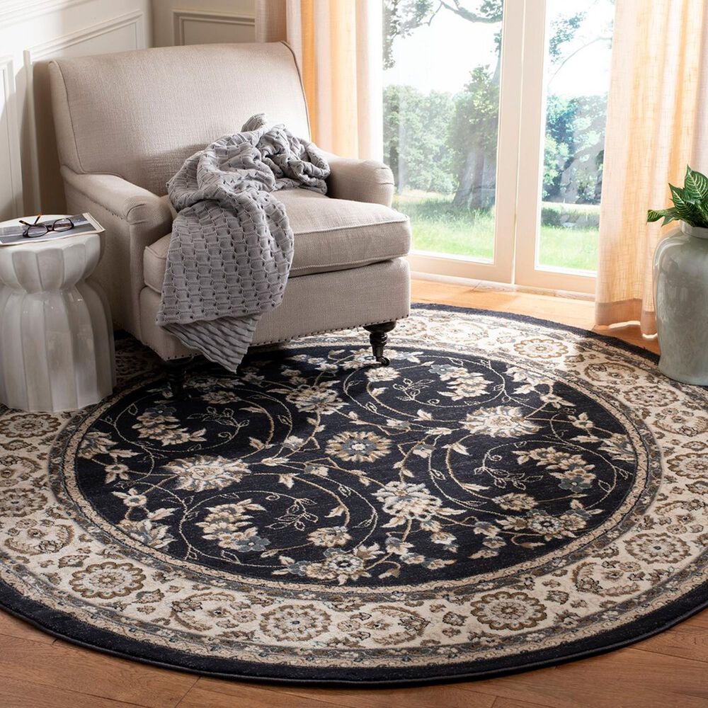Safavieh Lyndhurst 7&#39; Round Anthracite and Cream Area Rug, , large