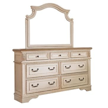 Ashley Realyn Dresser and Mirror in Chipped White and Brown, , large