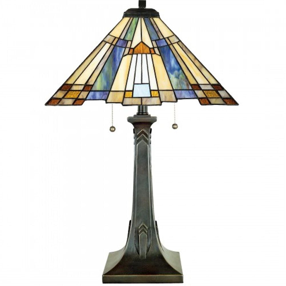 Quoizel Inglenook 2 Light Tiffany Table Lamp in Valiant Bronze, , large