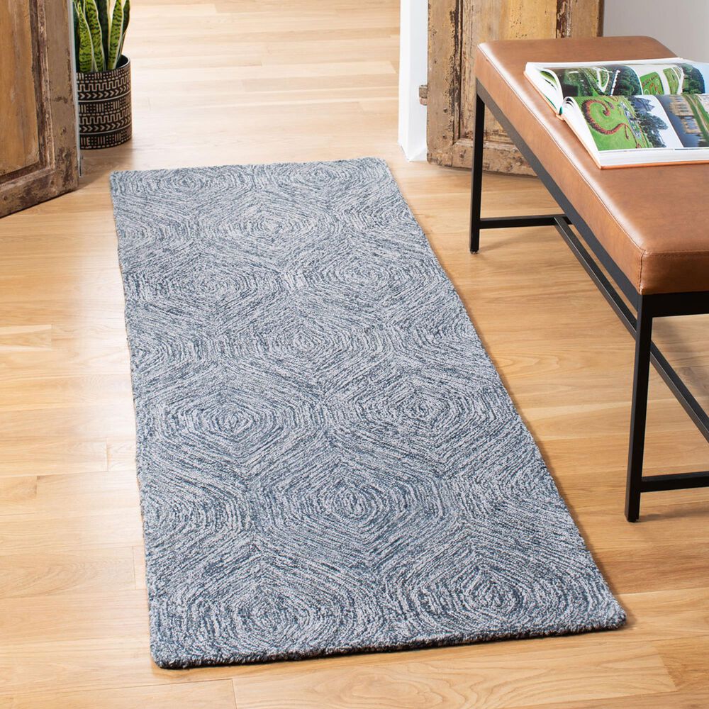 Safavieh Micro-Loop Transitional 2&#39;3&quot; x 7&#39; Grey and Ivory Runner, , large