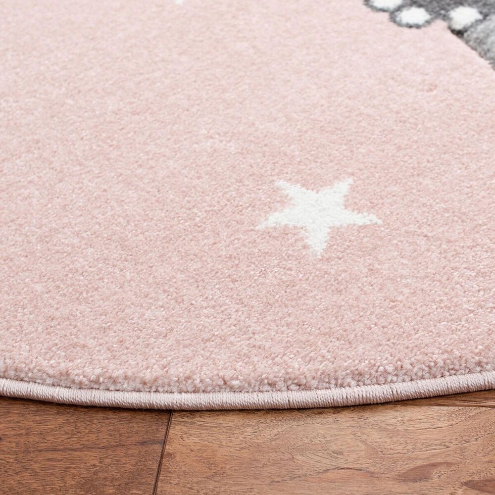 Safavieh Carousel CRK191 4&#39; Round Pink and Ivory Kids  Area Rug, , large
