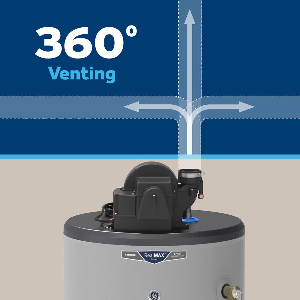 GE Appliances RealMAX Choice 40-Gallon Short Natural Gas Power Vent Low-NOx Water Heater in Gray, , large