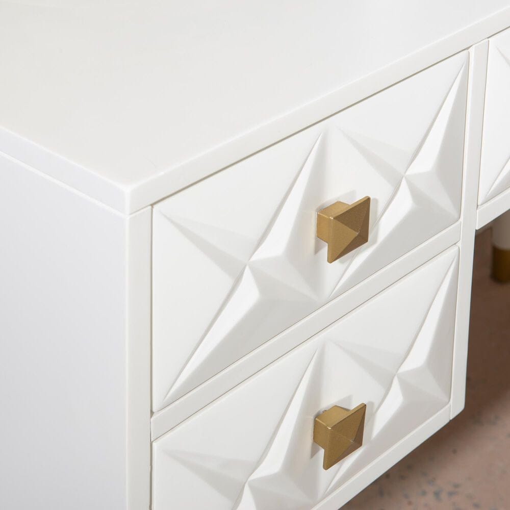 Linon Home Decor Geo Vanity with Stool in White, , large