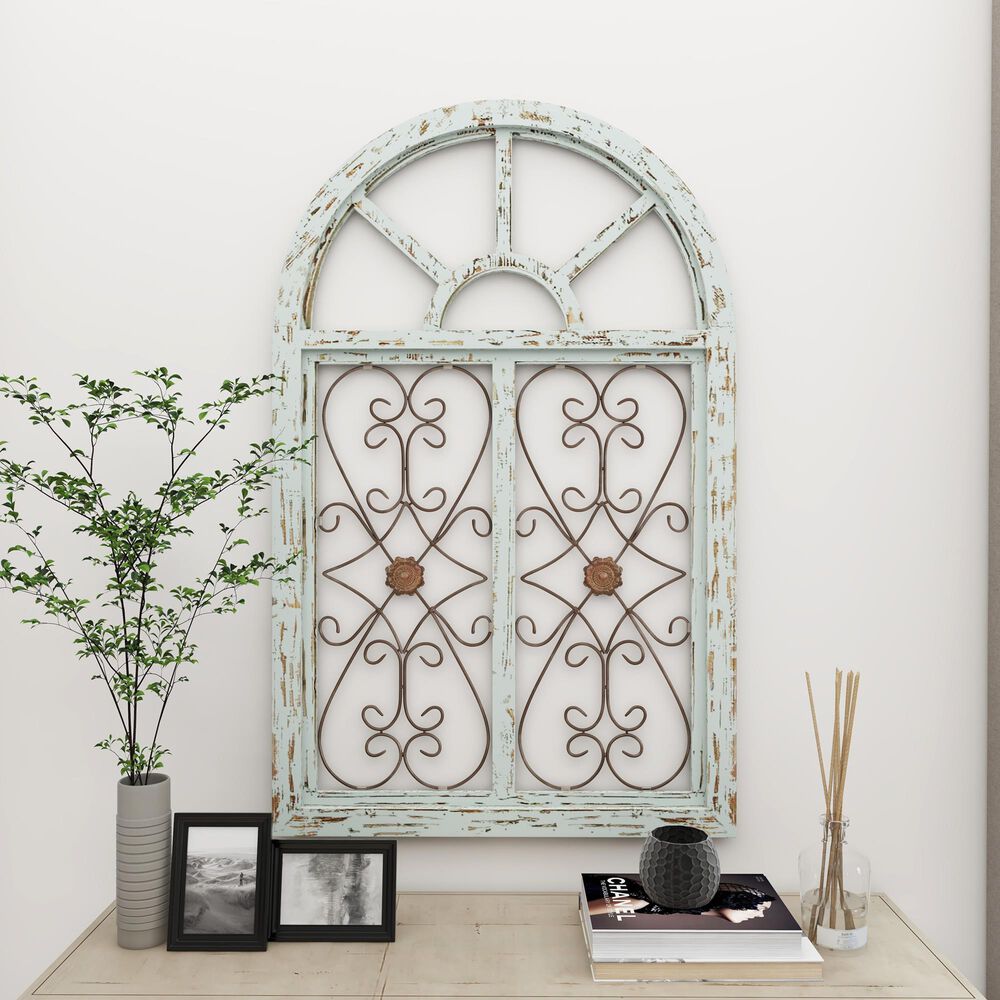 Maple and Jade 45&quot; x 28&quot; Wall Decor in Distressed White and Brown, , large