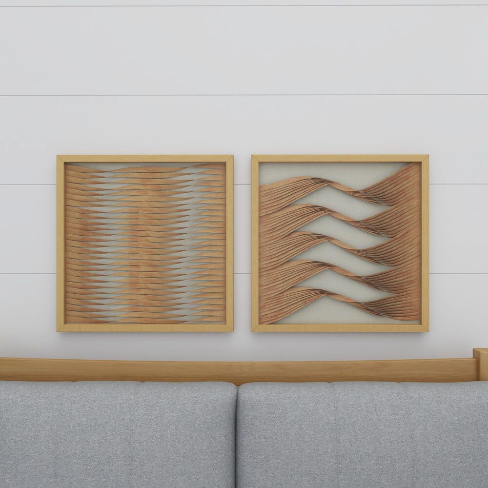 Maple and Jade 24&quot; x 24&quot; Abstract Framed Wall Art in Brown and Beige &#40;Set of 2&#41;, , large