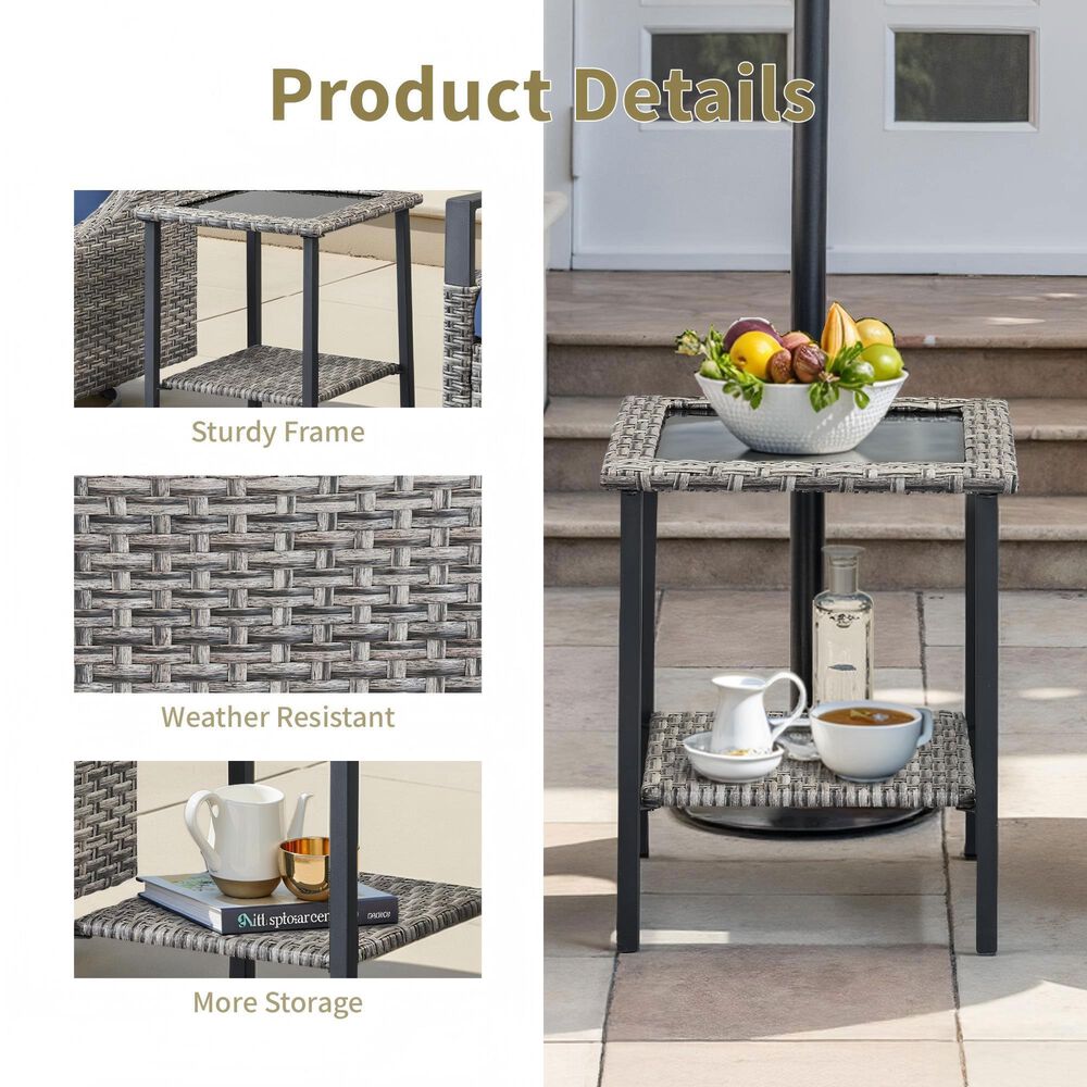 Sunwell Garden 3-Piece Patio Chat Set with Side Table in Beige, , large