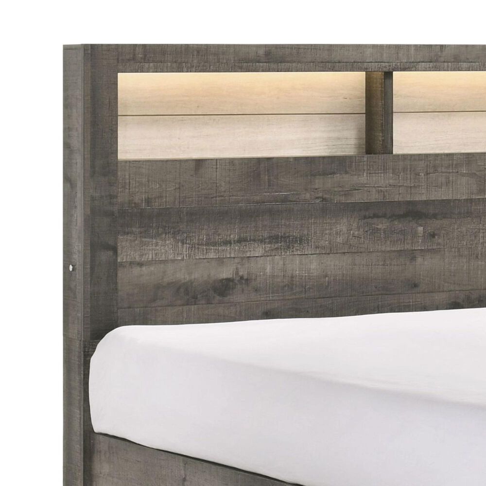 Crown Mark Rhett Queen Platform Bed in Gray and White, , large