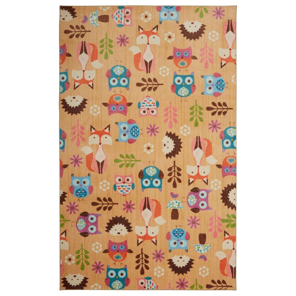 Karastan Prismatic 5" x 8" Blue, Green, Orange and Tan Kids Area Rug, , large