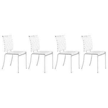 Zuo Modern Criss Cross Dining Chair in White/Silver (Set of 4), , large