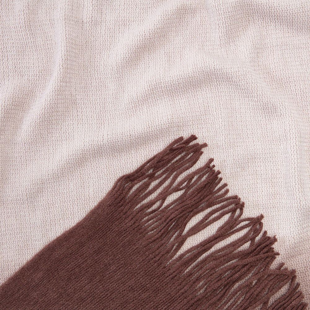 50&quot; x 65&quot; Ombre Frige Knit Throw in Fudge, , large